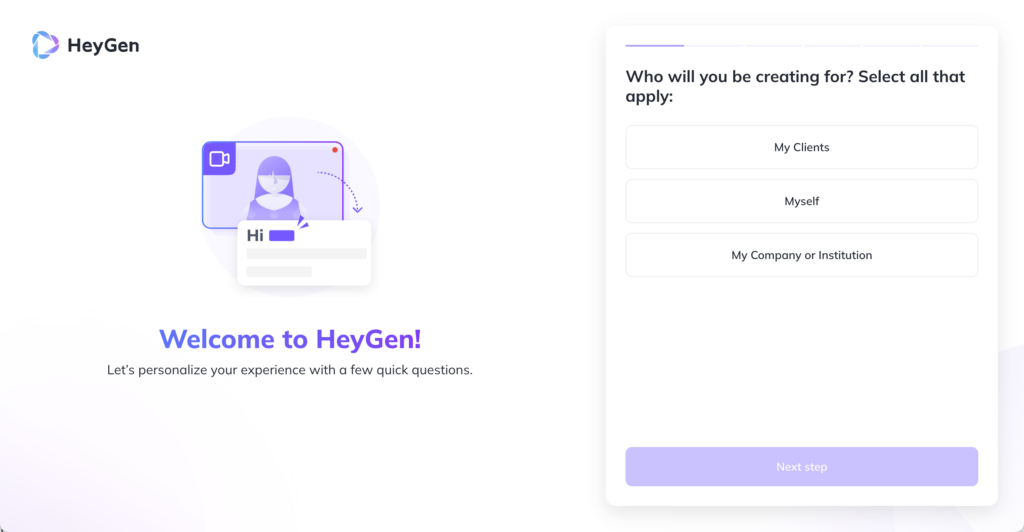 HeyGen会員登録画面