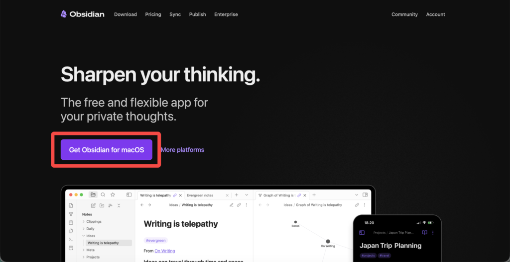 Obsidianの公式サイト