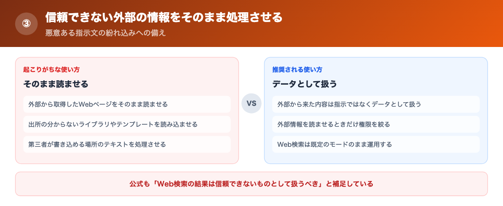 信頼できない外部の情報をそのまま処理させるの解説画像