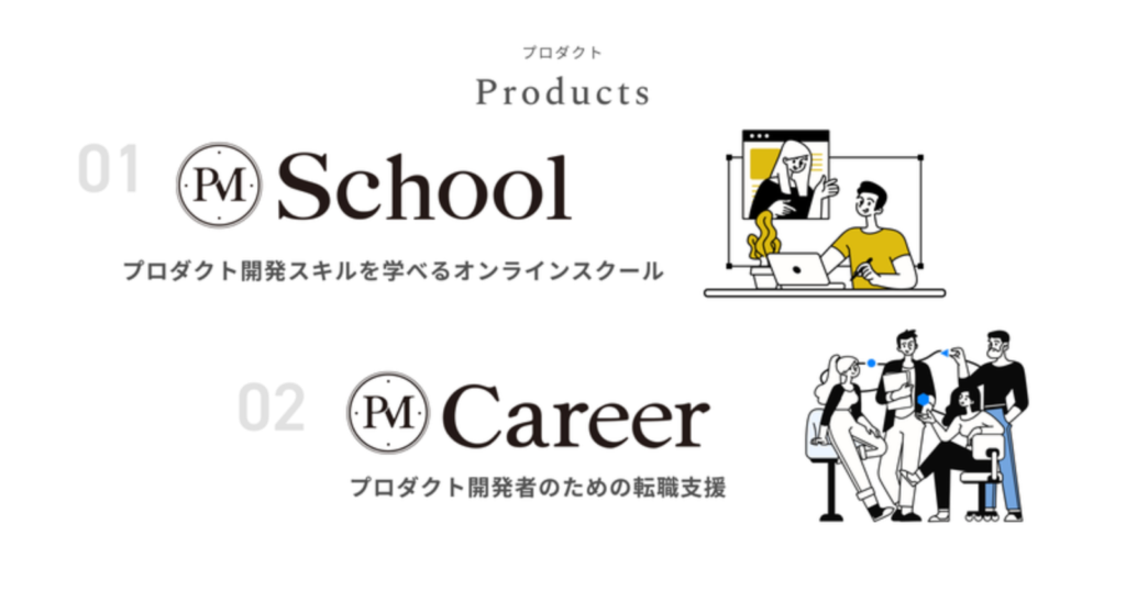 HelloPrenupの類似事例「PM School」と「PM Career」のバナー