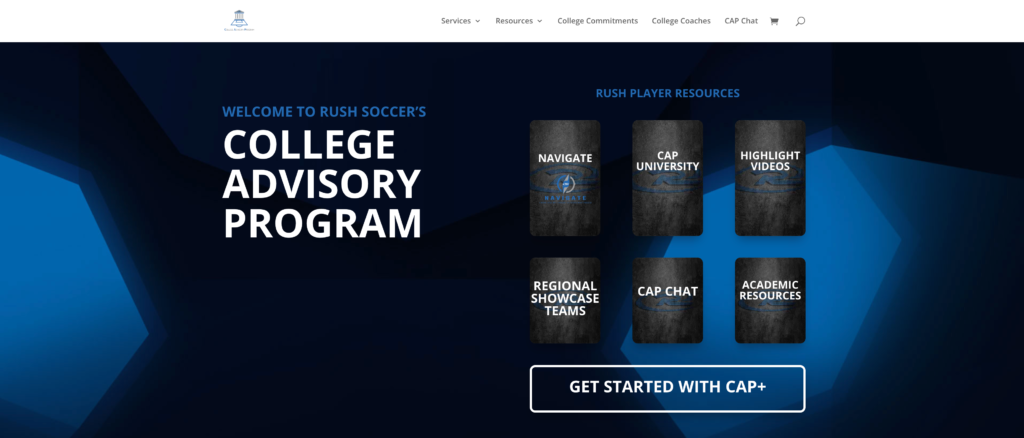 Rush CAP(サッカー選手の採用効率化アプリ)のHP