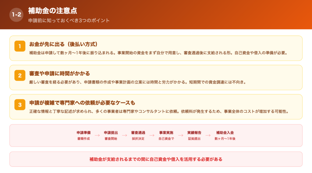 補助金の注意点の解説画像