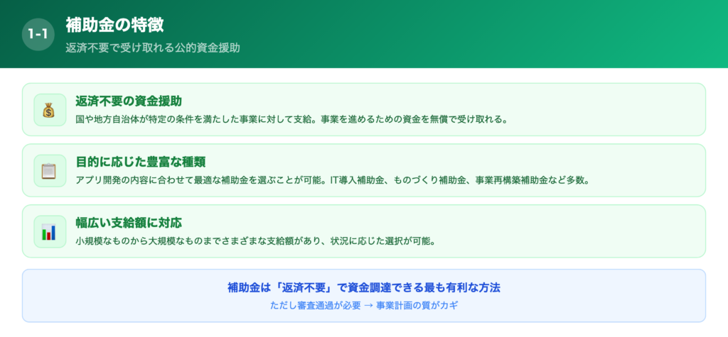 補助金の特徴の解説画像