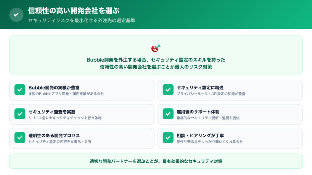 【解決策】Bubble開発を外注する場合は信頼性の高い会社を選ぶの解説画像