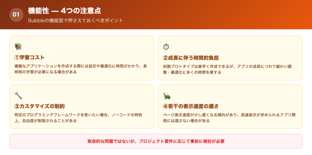 Bubbleの機能性｜4つの注意点の一覧画像