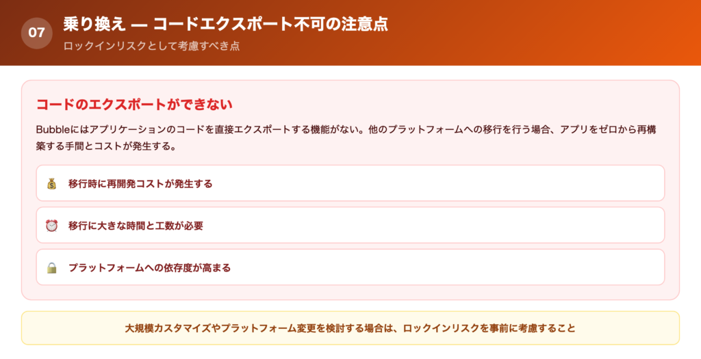 Bubbleの他プラットフォームへの乗り換え｜1つの注意点の一覧画像