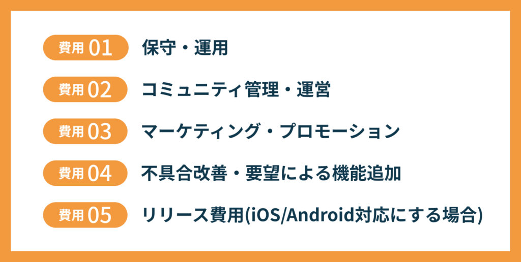 コミュニティアプリの開発費以外にかかる5つの費用