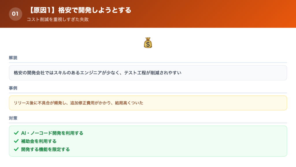 【原因①】格安で開発しようとするの解説画像