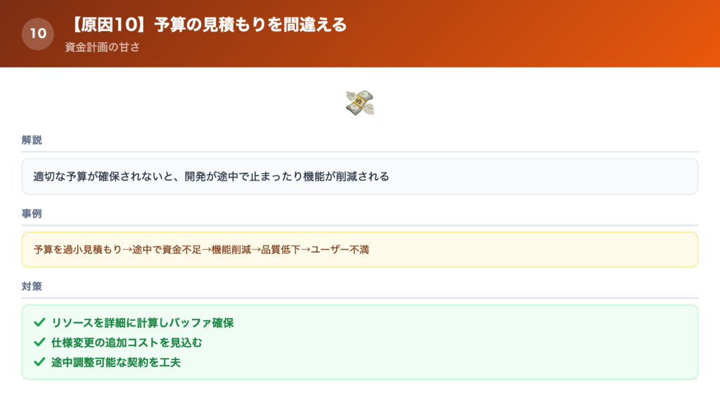 【原因⑩】予算の見積もりを間違えるの解説画像