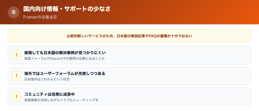【注意点⑤】国内向け情報・サポートの少なさの解説画像