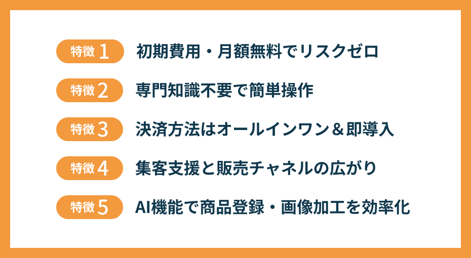 BASEの5つの特徴の一覧リスト