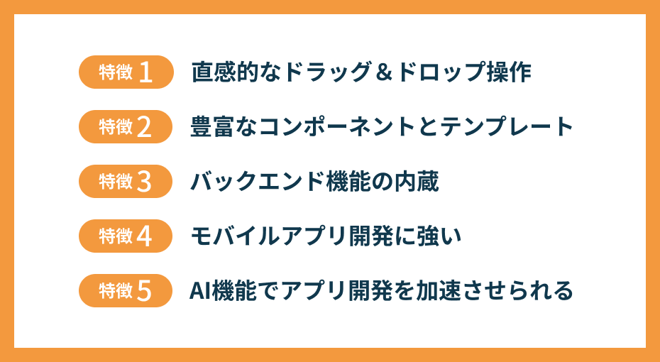 Adaloの5つの特徴の一覧リスト